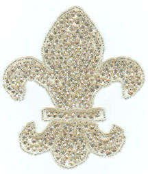 1185 Fleur de Lis Mardi Gras Austrian Crystal Rhinestone Applique 4.5x4" iron or sew on